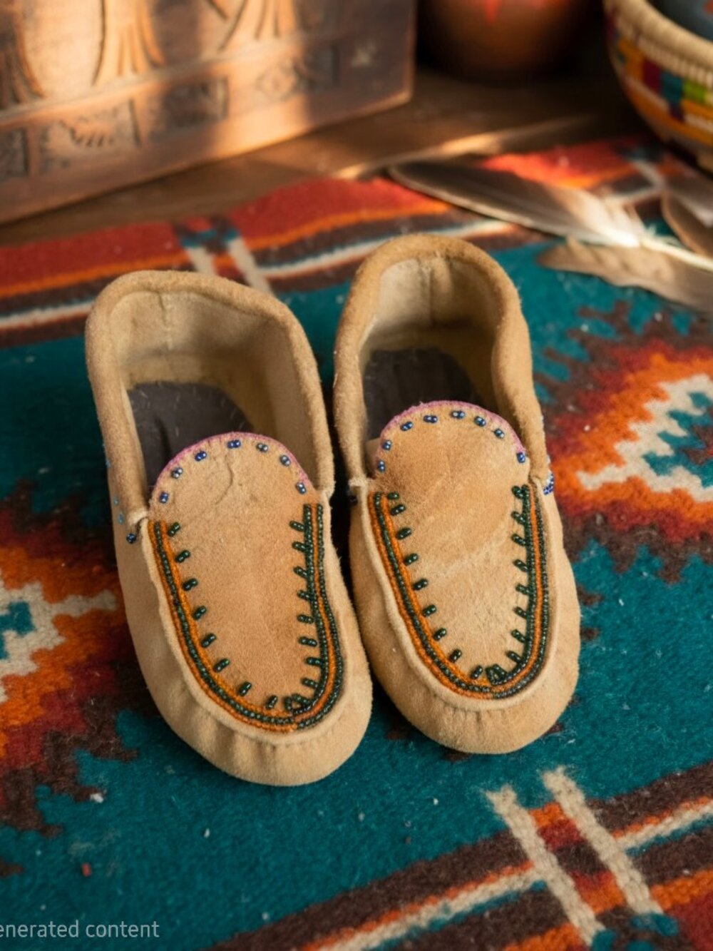 Vintage 1970's Native American Beaded Moccasins #4